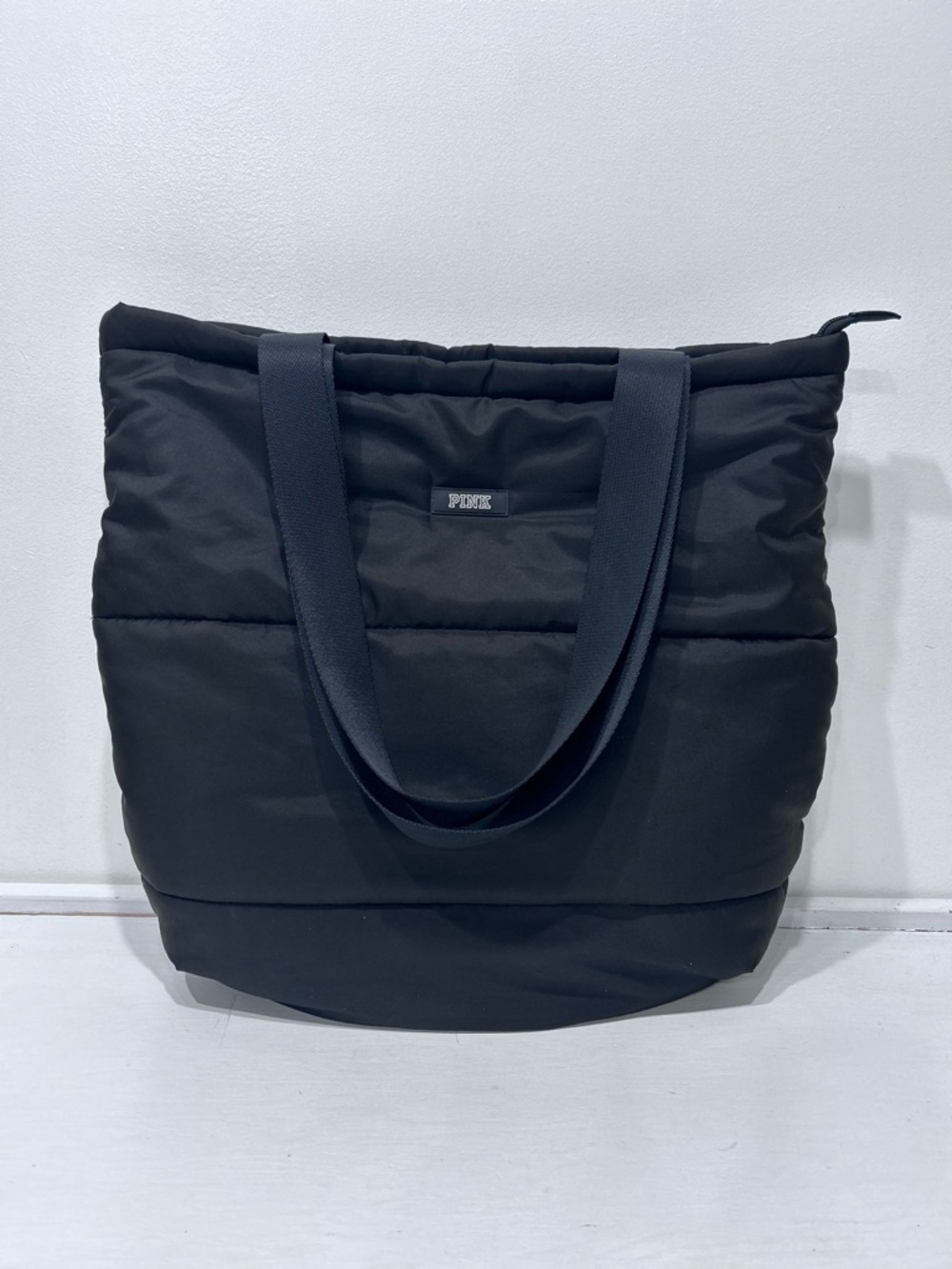 Victoria’s Secret PINK Black Quilted Puffer Tote Bag Lightweight Travel Gym‎